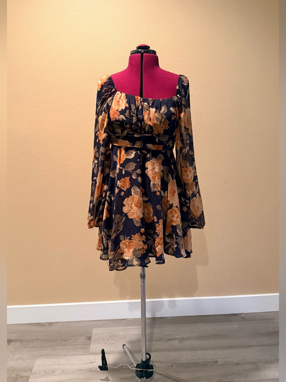 Women's Navy Floral Long-Sleeve
Mini Dress